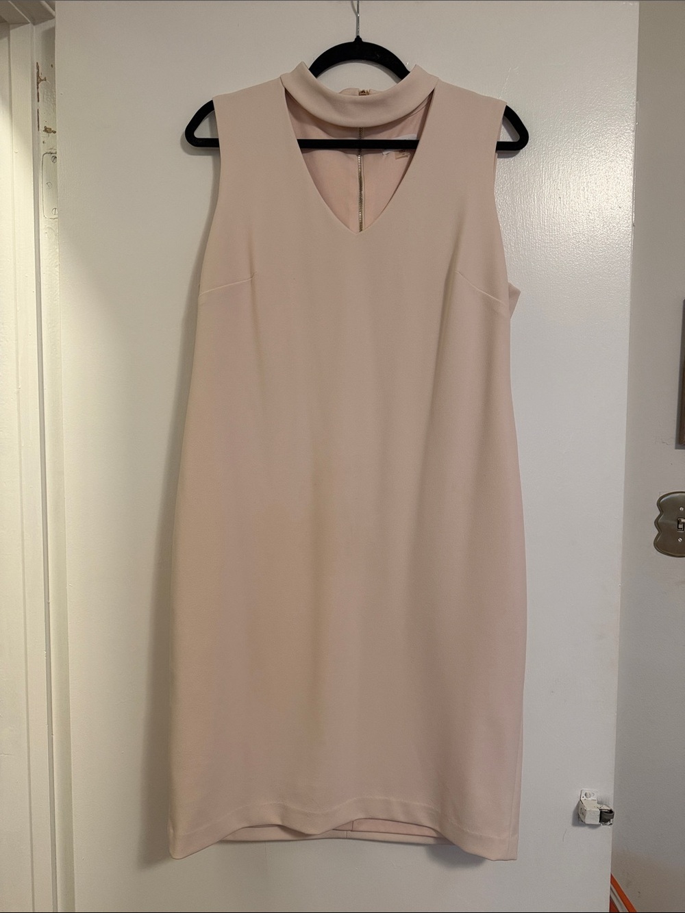 Calvin Klein Pale Blush Sleeveless Mock-Neck Midi Dress